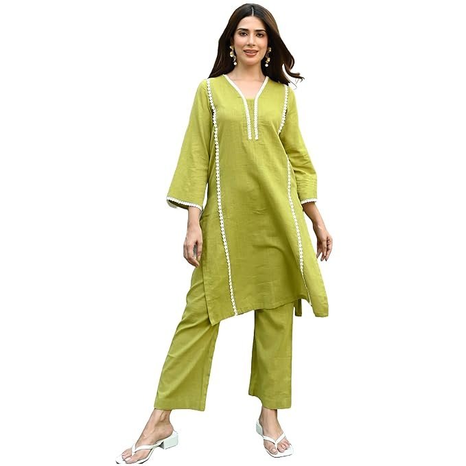 71wFgt7FCaL._SX679_-1.jpg Women Cotton Blend Co-Ord Set - Image 1